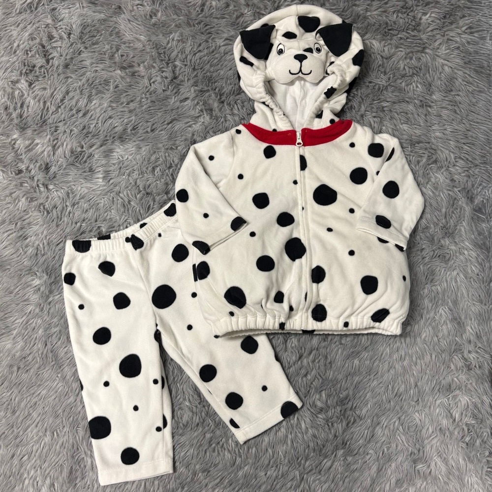 Carters Dalmatian Dog Costume Hooded Baby Infant 6-9 Months Soft Warm